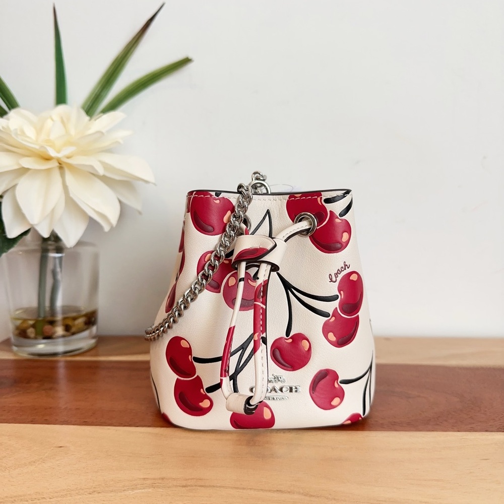 NWT Coach Drawstring Wristlet‎ With Cherry Print